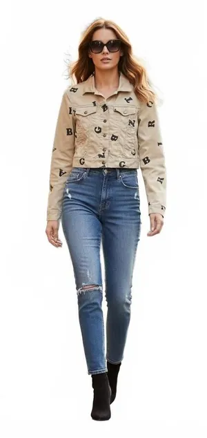 BCBGeneration Women's XS Beige Crop Jacket thumbnail 1