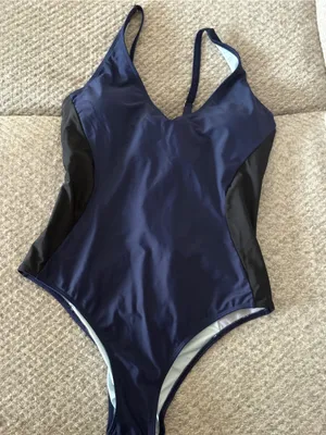 Classic Navy Corset Back One-Piece Swimsuit EUC Size XL thumbnail 4