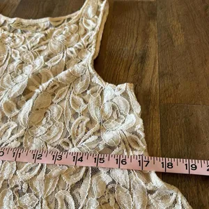 Free People Sleeveless Lace Overlay Dress Sheer Trapeze Flare Coverup Size Large thumbnail 6