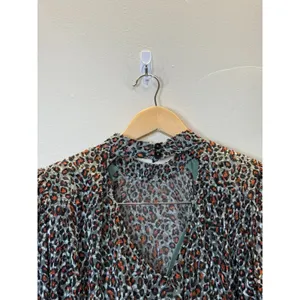 Scotch & Soda Leopard Print Mini Dress Women 34 Multicolor Mock Neck Sheer Party thumbnail 5