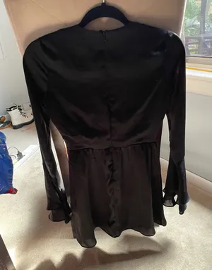 Black Women's Lace-Inlay Peplum Dress thumbnail 1