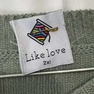 Like Love Colorful Striped Color Block Sweater Size 2X Green Pink Beige Muted thumbnail 4