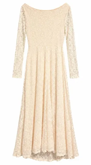 SHEIN 1XL Ivory Lace Long Sleeve Maxi Dress Romantic Boho thumbnail 1