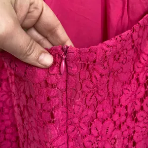 Zara Fuchsia Lace Halter Backless Long Midi Back Slit Lined Sheath Dress Sz‎ XS thumbnail 5