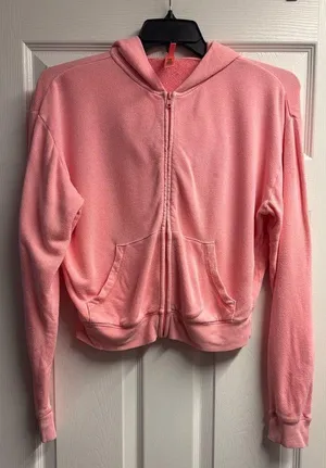 Skims Pink French Terry Zip-Up Hoodie Size Medium thumbnail 1