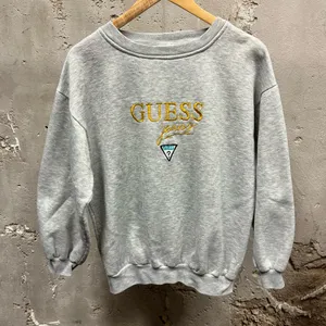 Vintage 90s Gray Guess Embroidered Logo Crewneck Sweatshirt Adult Medium M 80s thumbnail 1