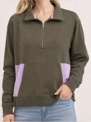 Pact Perfectly Lightweight Quarter Zip Grape Leaf/Orchid Medium thumbnail 1