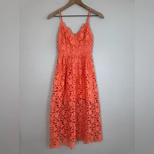 Astr The Label Lace Midi Dress Coral Peach size XS $90 thumbnail 3