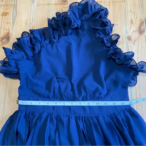 NWOT Lulus Splendid Charisma Navy Ruffled Pleated One-Shoulder Midi Dress thumbnail 8