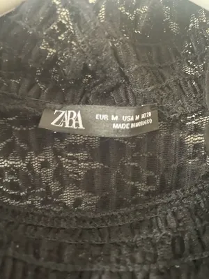 Zara Black lace high neck l/sleeve yoke top, Size M, $26, B53 thumbnail 2