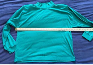 Vintage Paris Sport Club Teal Green Mock Neck Shoulder Pad Top Medium thumbnail 1