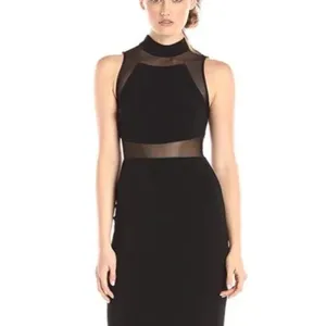 Betsy Adam Black Mesh Illusion Mesh Cut Out Maxi Dress Womens 0 Formal Black Tie thumbnail 3