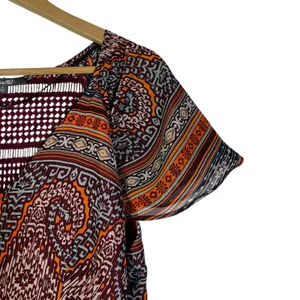 Miss Me Fit & Flare Dress Womens L Multicolor Batik Boho Tribal Hippie Gypsy thumbnail 3