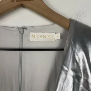 Meshki Silver‎ Hazel Low Cut Long Sleeves Mini Dress Women’s Sz S thumbnail 8