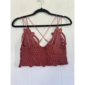 Free People FP One Adella Bralette Lace Boho Crop Top Dusty Rose XS thumbnail 3