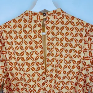 Lost + Wander Golden Dawn Orange Geometric Print Puff Sleeve Mini Dress Size S thumbnail 6