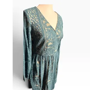 Xhilaration Green Lace Fit & Flare Cocktail Dress Long Sleeve Med coquettecore thumbnail 2
