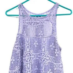 Free People size small purple lace sleeveless dress with cutout on‎ back lined thumbnail 3
