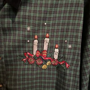 Nutcracker‎ Womens Shirt Plaid Green Blue Candles Holiday Christmas Xlarge thumbnail 3