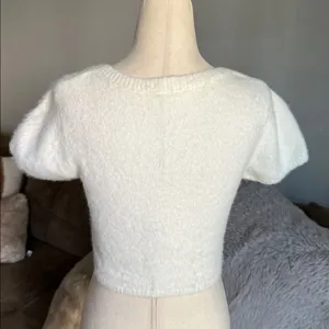 Cotton Candy LA Fuzzy Cream Cropped Top size S/M thumbnail 3