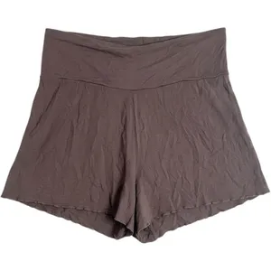 Rachel‎ Parcell Womens Brown Jersey Knit Lettuce Edge High Rise Lounge Shorts M thumbnail 1