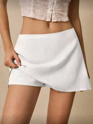 White Linen Mini Skort Size 2 thumbnail 2