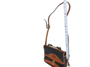 VTG Dooney & Bourke AWL Navy British Tan Pebbled Leather Messenger Top Handle thumbnail 8