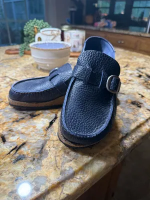 Birkenstock size 7 worn once. Navy blue perfect condition thumbnail 5