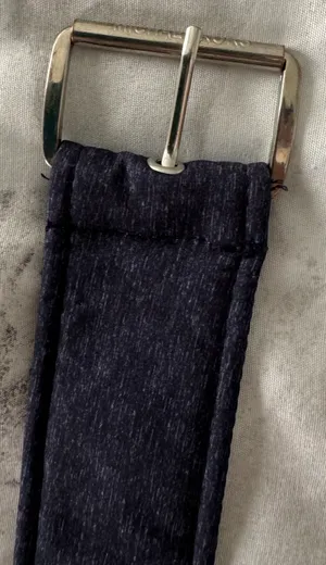 Navy Blue Canvas Fabric Belt with Silver Buckle, size 64” thumbnail 10