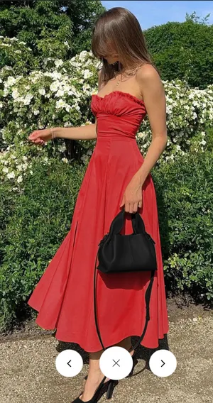 Commence Strapless Dress In Red thumbnail 1