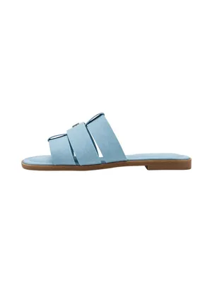 NWT Tommy Hilfiger Triple Strap Slide Open Toe Flat Sandals Light Denim Blue 7M thumbnail 4