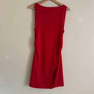H&M Divided Red Ruched Side Sleeveless Fit & Flare Mini Dress L Y2K Party thumbnail 4