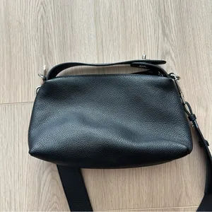 EUC Zara Black Pebbled Faux Leather Crossbody Shoulder Bag Silver Hardware thumbnail 8