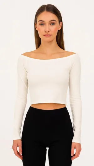 REFORMATION‎ Ribbed Cropped Long Sleeve White XS/S thumbnail 1