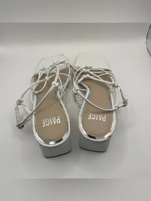 PAIGE Gianna Square Toe Strappy Block Heel Sandals size 7 white leather thumbnail 8
