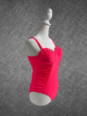 Neon Pink One Piece Ruched Underwire Swimsuit Size M thumbnail 4