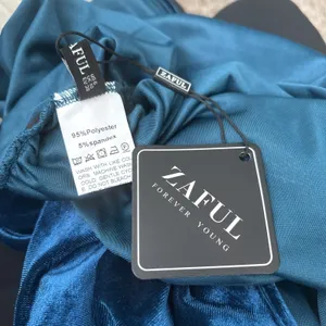 Zaful Velvet Midi Dress Size 6 Blue Ruched Party Fairy Whimsigoth Wedding Guest thumbnail 8