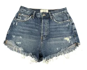 Free People We the Free Size 28 Jean Shorts Denim Ripped Button Fly #AA5-5‎ thumbnail 1