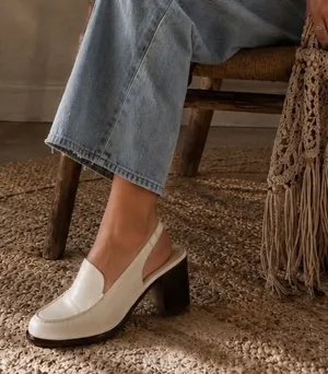 VTG‎ 90s Anne Klein 8 Slingback Chunky Loafer Bratz Block Heel Leather Tan Italy thumbnail 1