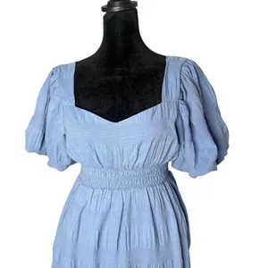 HYFVE Smocked Dress Puff Sleeve Tiered‎ Blue Size S Cottagecore Coastal Cowgirl thumbnail 5