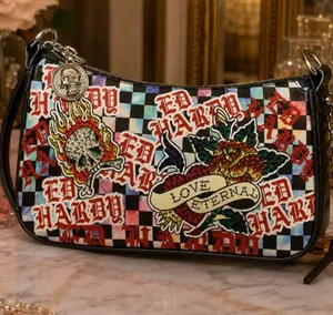 Ed Hardy Love Eternal Y2K Skull Rose Rhinestone Shoulder Bag NWT thumbnail 1