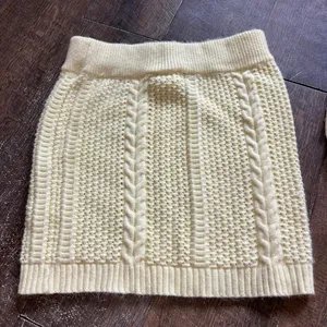 Cider Yellow Cable Knit Two‎ Piece Set Ruffle Crop Top and Mini Skirt Medium thumbnail 9