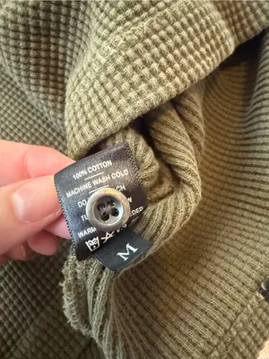 American Giant Thermal Henley Long Sleeve Shirt Olive Green Medium thumbnail 6