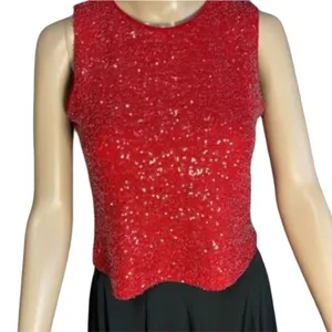 Cupcakes & Cashmere Red Sequin Top Size XS thumbnail 1