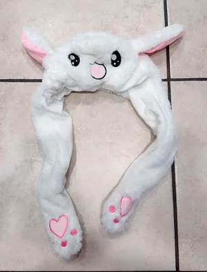 Plush White Bunny Ear Hat Anime Cosplay Plush Cap (Ears Non-Moving / As-Is) thumbnail 1