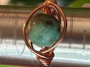 💍 Handcrafted amazonite copper wire wrapped crystal ring size 7 thumbnail 2