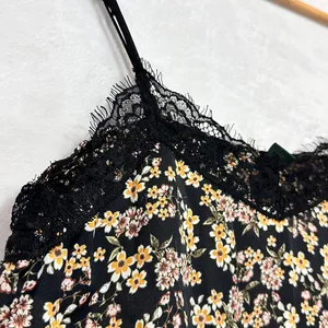 Wild Fable Small Lace Trim Moody Whimsy Goth Floral Black Camisole‎ Top Witchy thumbnail 2