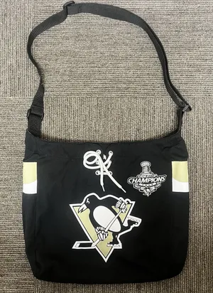 Pittsburgh Penguins Jersey Tote Bag- Black W/ Logo,Zipper Official NHL Product thumbnail 1
