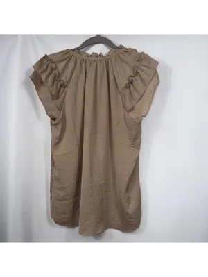 Haver London Taupe Ruffle Sleeve Blouse M thumbnail 6