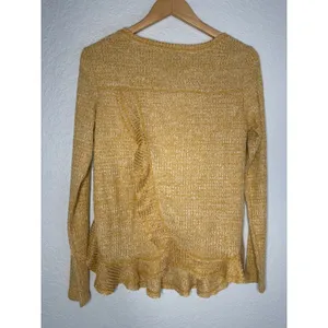 Anthropologie Saturday Sunday Waffle Knit Top Thermal Ruffle Split Back Fall thumbnail 2